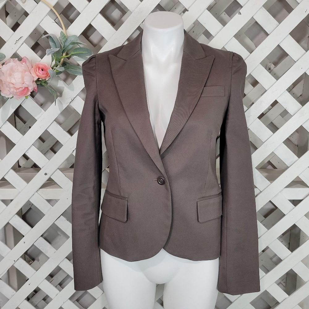 Elevenses Taupe Brown One Button Blazer Size 6